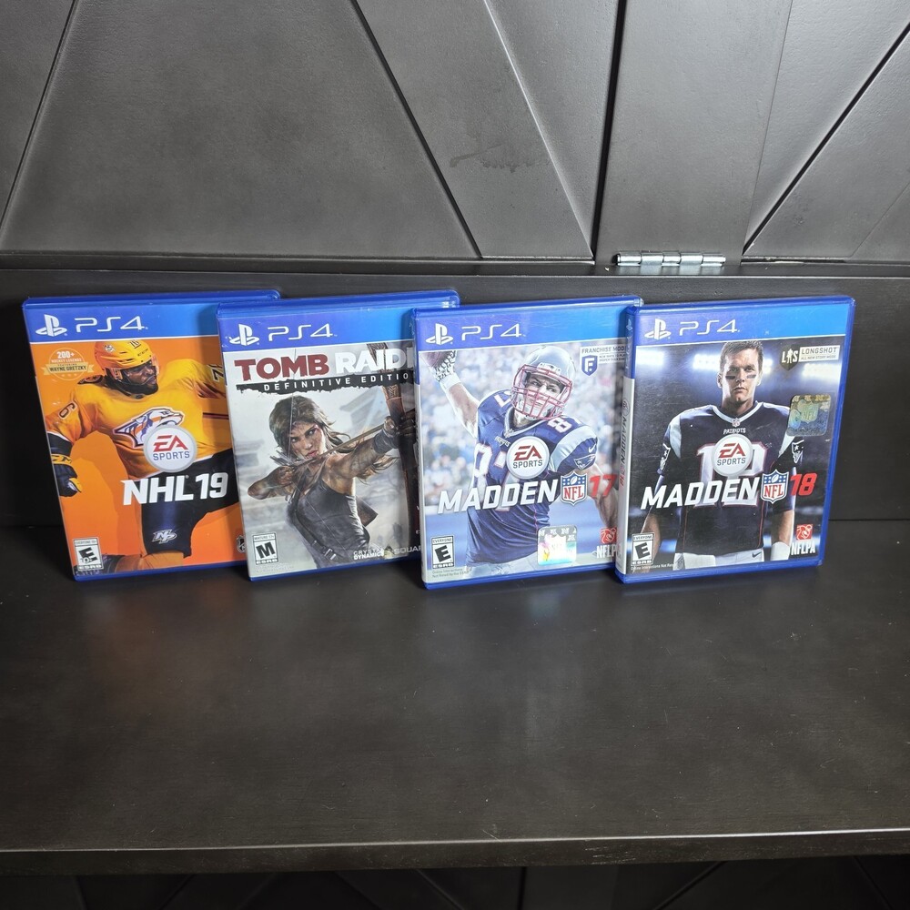 Lot Of 4 PS 4 Games Madden 17, 18, NHL 19, Tomb Raider Definitive Edition